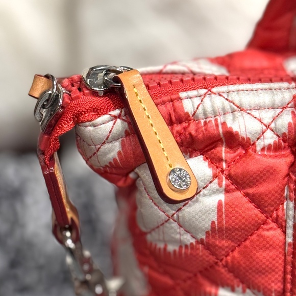 MZ Wallace Coral Polka Dot Medium Sutton Quilted Tote Bag Print w/STRAP RARE HTF - Picture 3 of 13